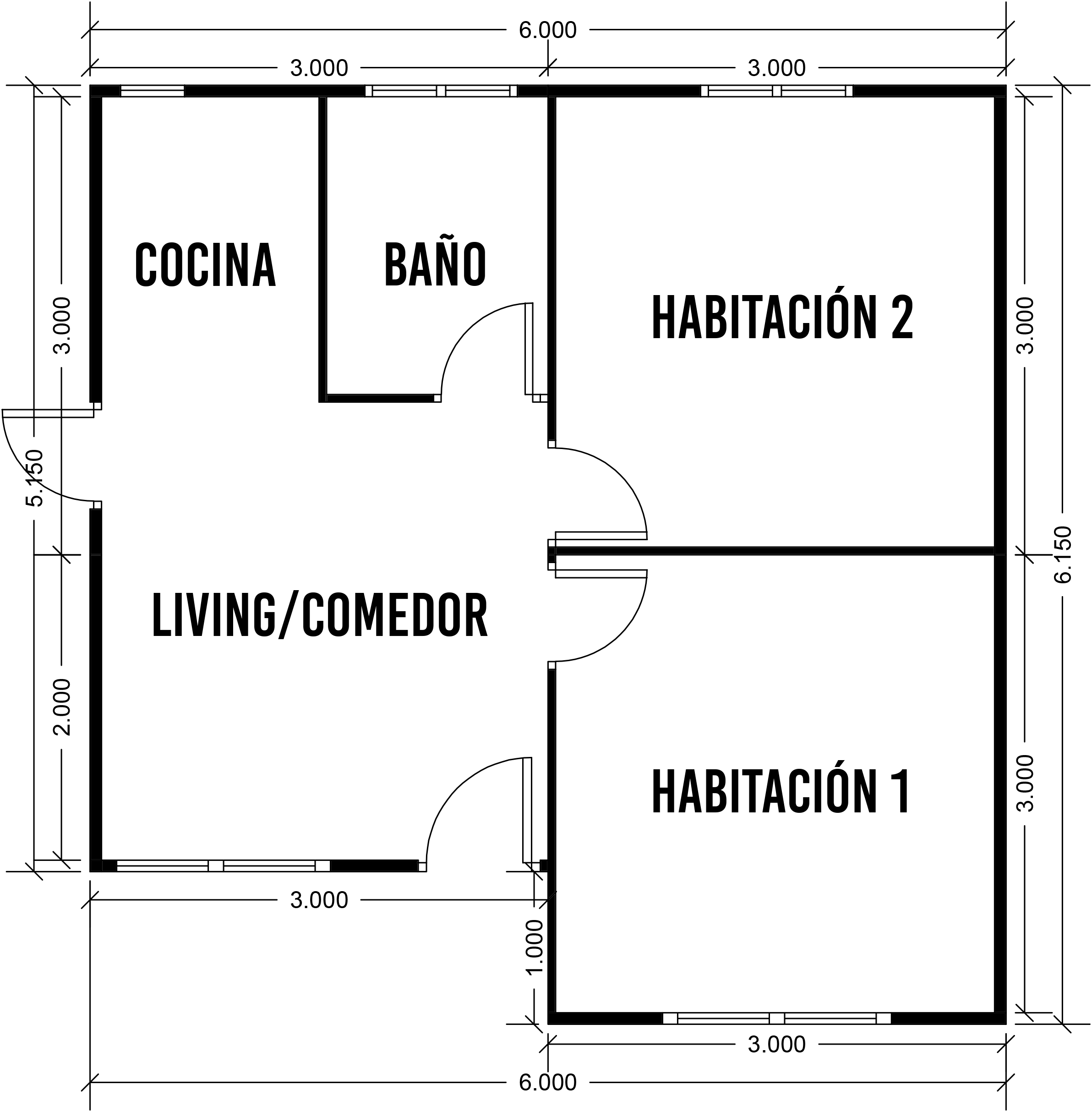 Plano Casa 36 m2 2 Aguas