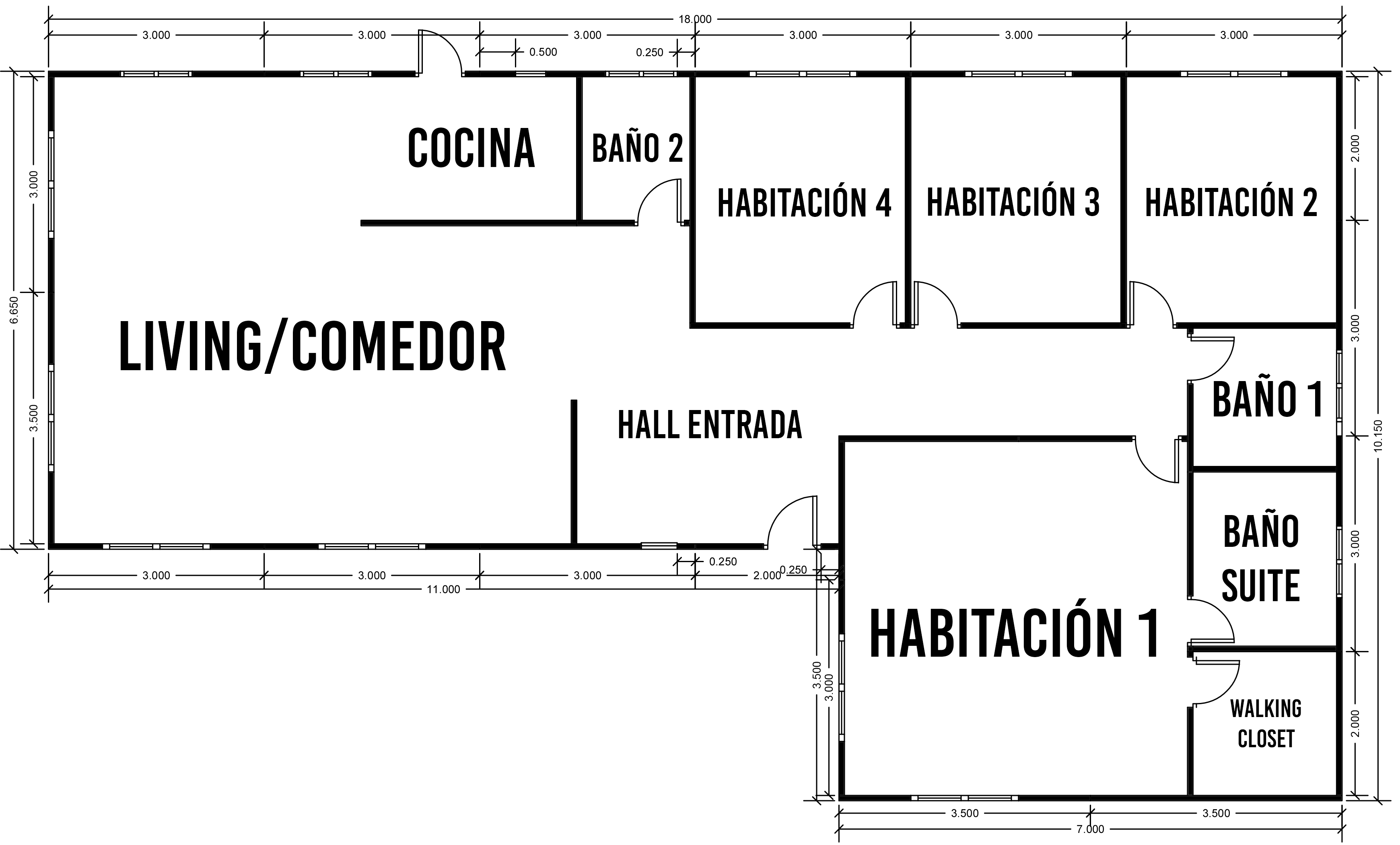 Plano Casa 77 m2 4 aguas