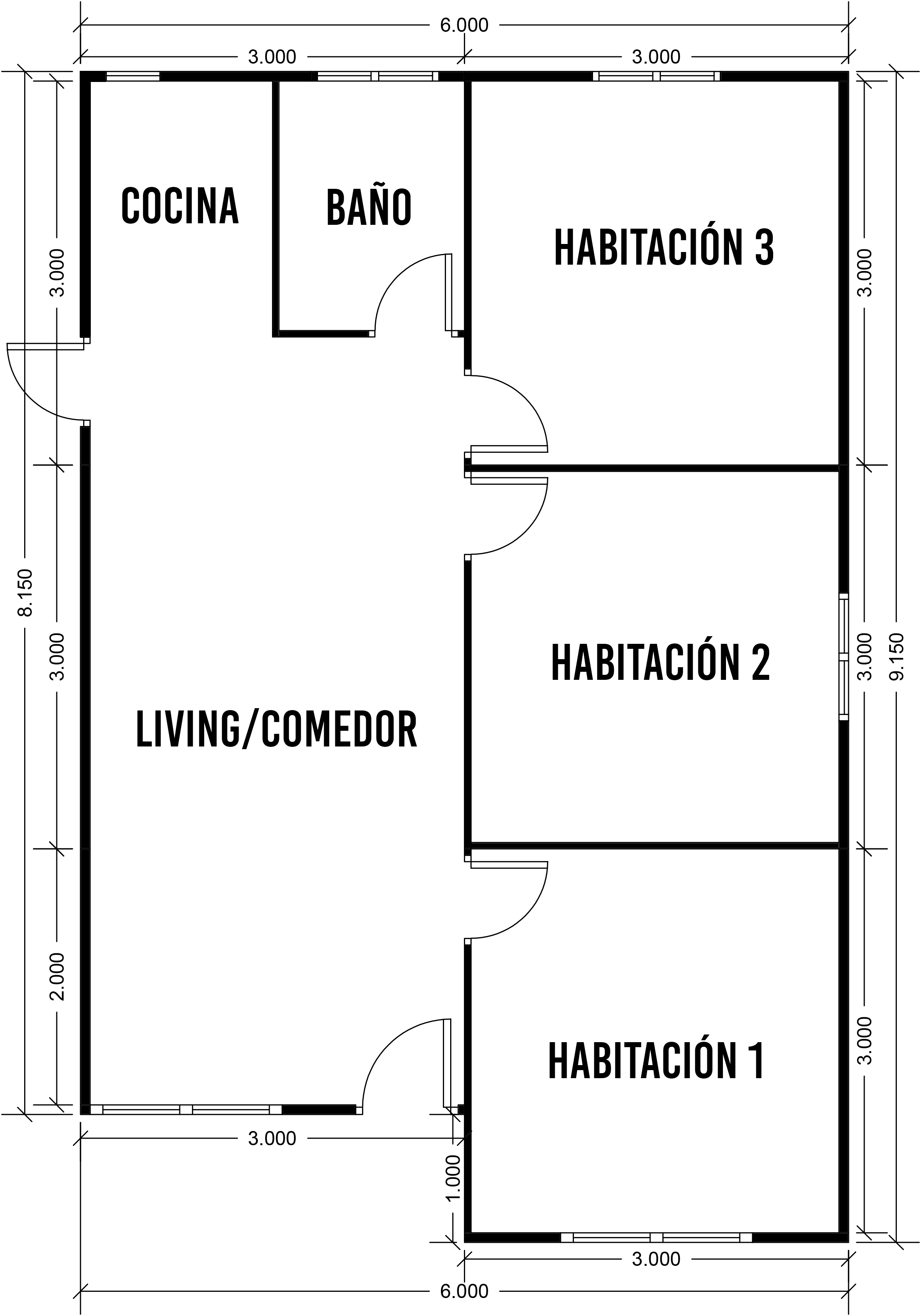 Plano Casa 40 m2 2 aguas