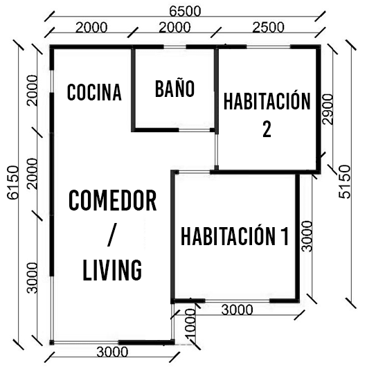 Plano Casa 40 m2 2 aguas