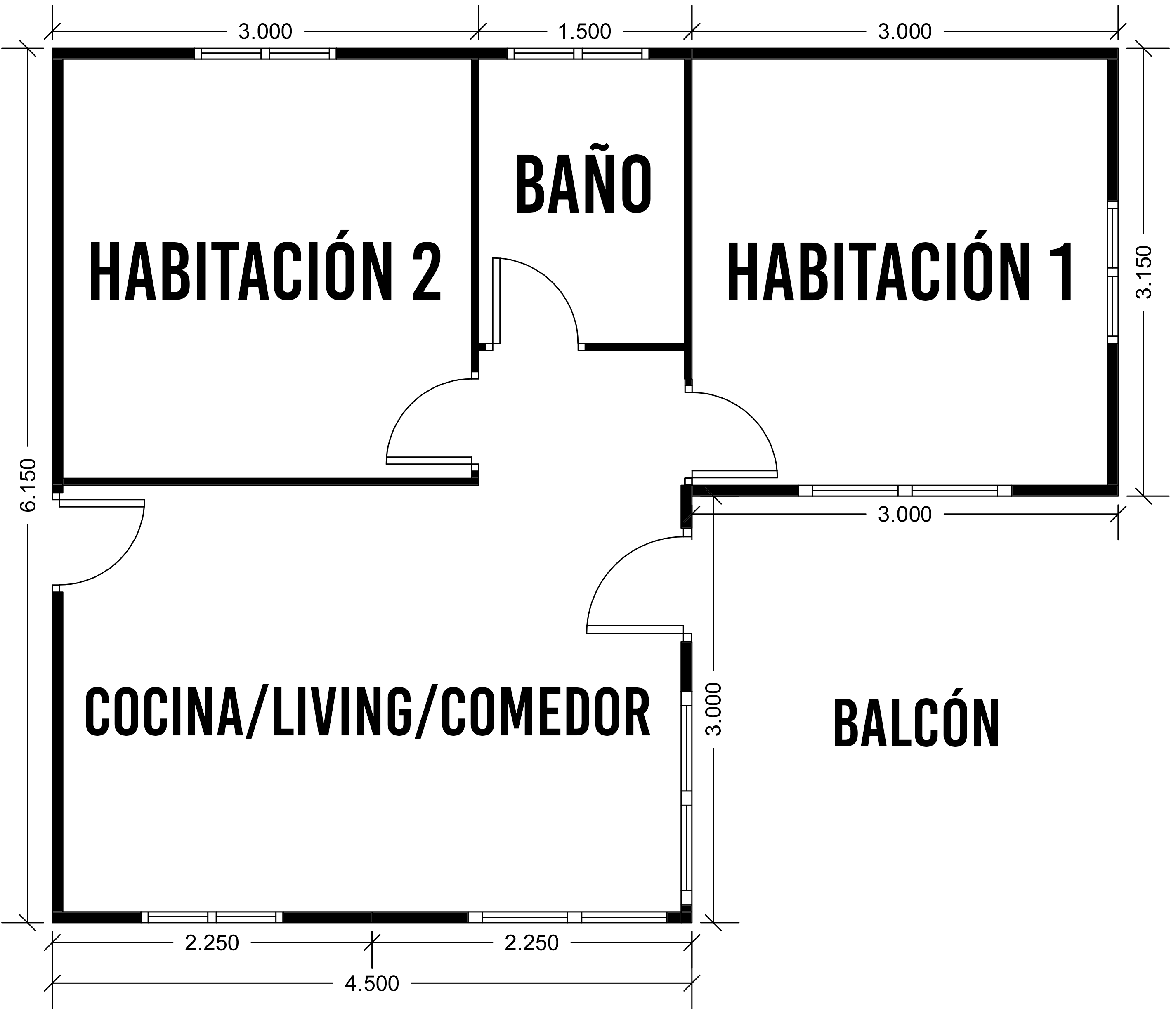 Plano Casa 36 m2 Tipo L